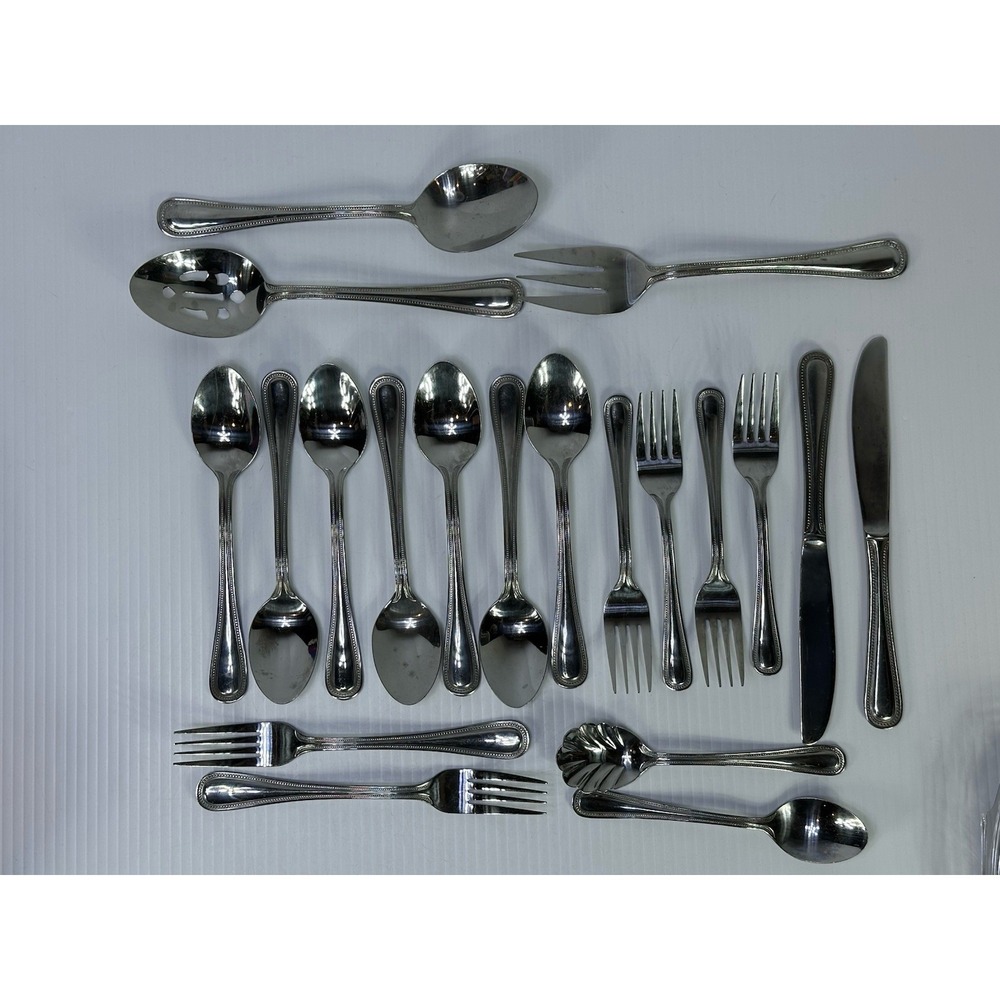 International Stainless CHINA BEAD Flatware Set of 20